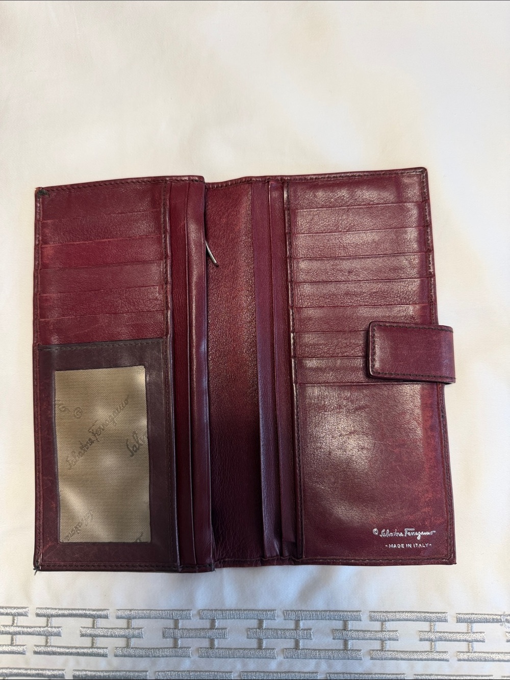 Salvatore Ferragamo Deep Burgundy Leather Continental Wallet